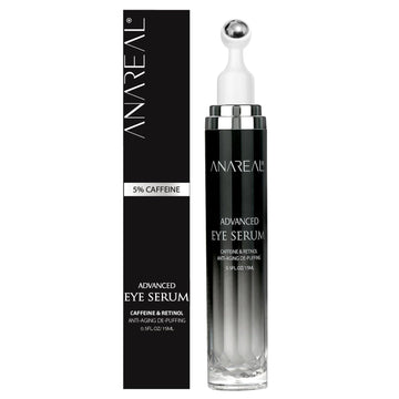 ANAREAL Eye Bags Treatment for Men: Eye Cream for Dark Circles Caffeine Eye Cream Eye Roller for Puffy Eyes Puffy Eyes Treatment