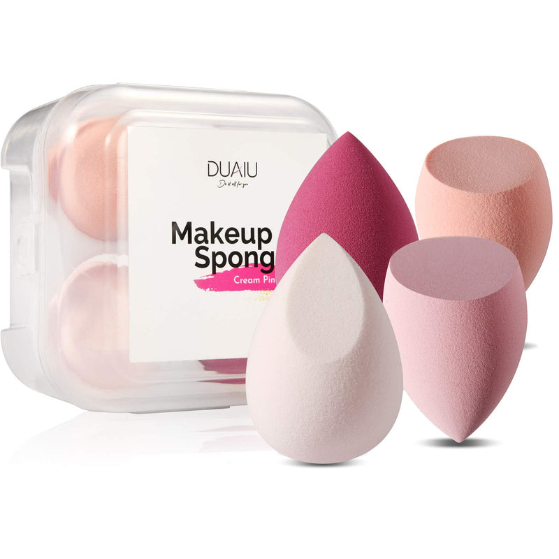 DUAIU 4 Pcs Makeup Sponge Set Beauty Sponge Foundation Blending Sponge Flawless for Liquid Cream and Powder Multi-colored Makeup Sponges with Storage Box