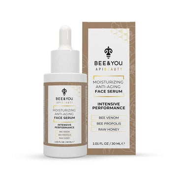 BEE and YOU Anti Aging Anti Wrinkle Face Cream Serum Dark Spot Remover Moisturizer Pore Minimizer Skin Care Bee Propolis Extract Raw Honey Bee Venom and Hyaluronic Acid 1.0 fl. Oz